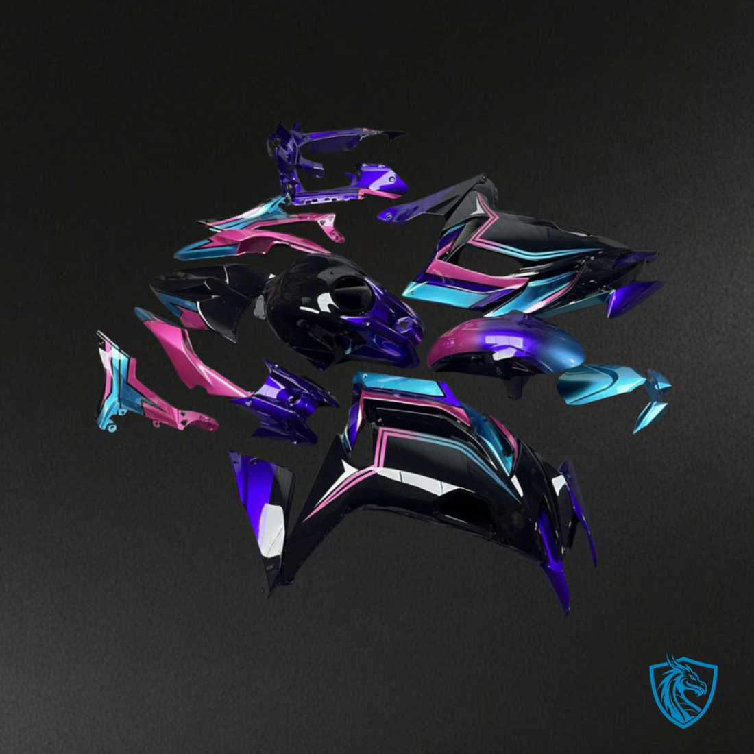 Kawasaki Ninja 650R (2020-2026) Blue, Black & Purple Fairing Kit - Aftermarket ABS Bodywork