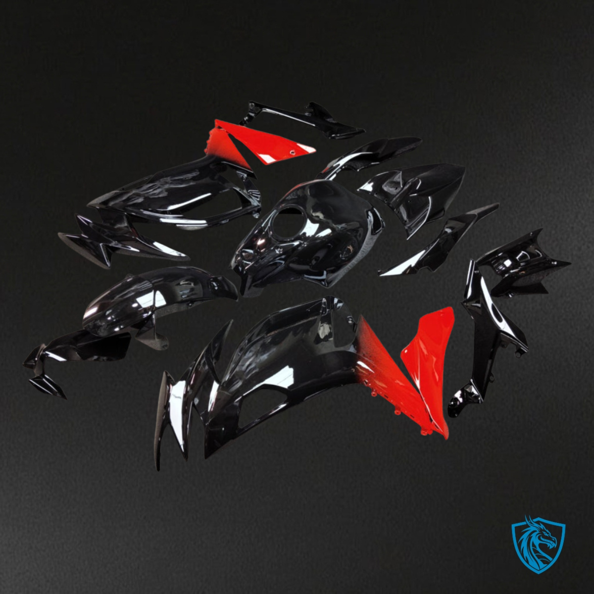 Kawasaki Ninja 650R (2020-2026) Gloss Black & Red - Custom ABS Fairing Kit