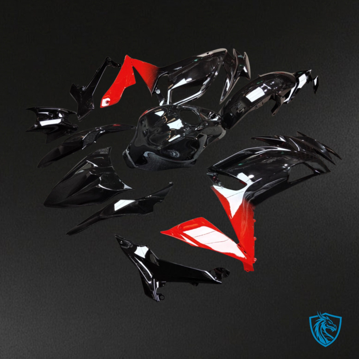 Kawasaki Ninja 650R (2020-2026) Gloss Black & Red - Custom ABS Fairing Kit