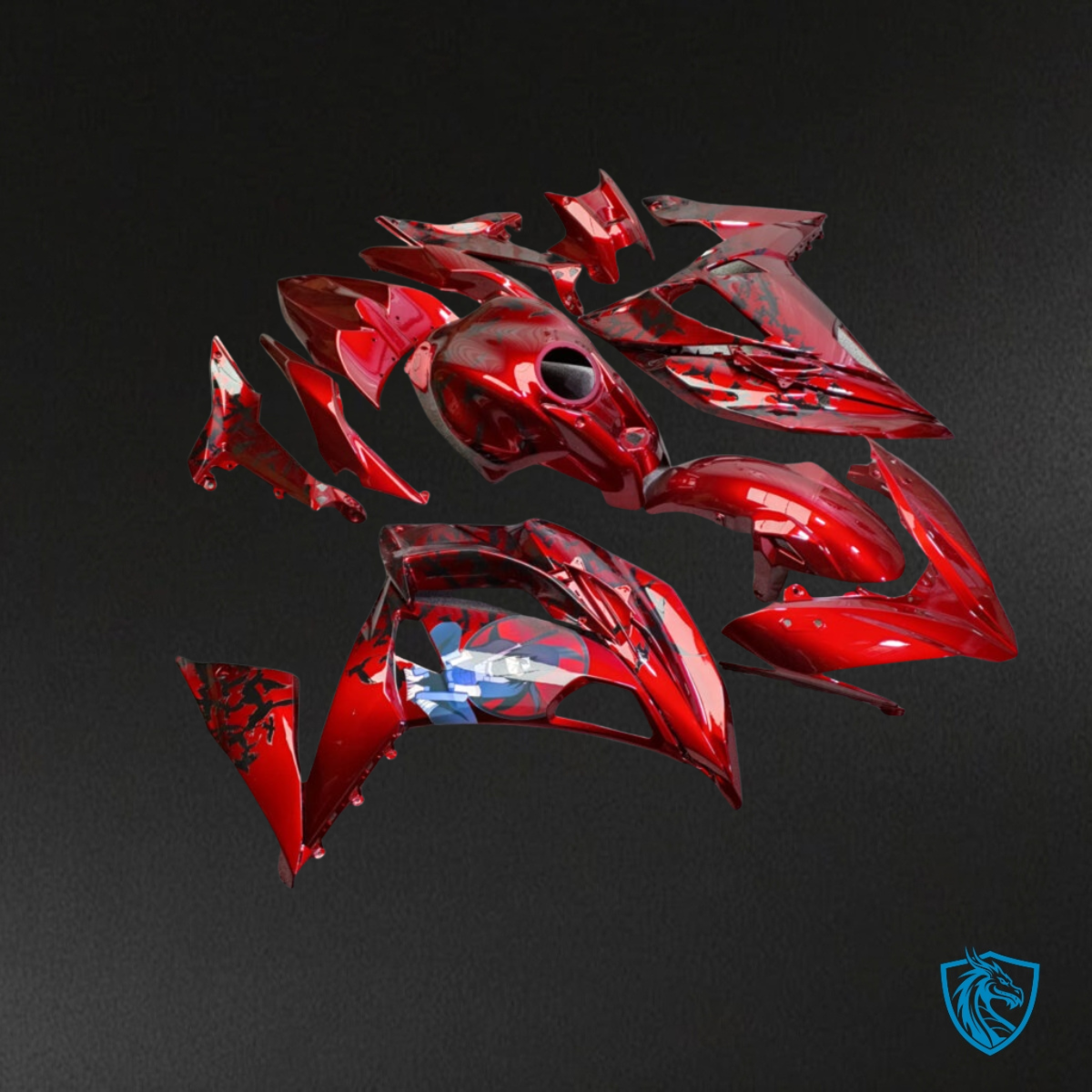 Kawasaki Ninja 650R (2020-2026) Gloss Red & Black Fairing Kit - Aftermarket ABS