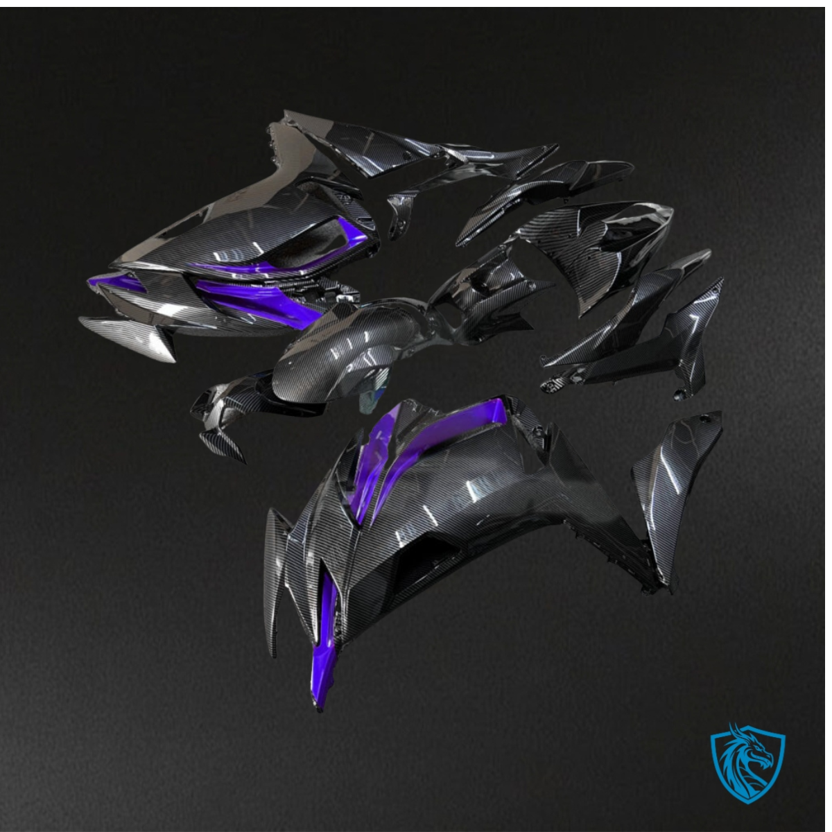 Kawasaki Ninja 650R (2020-2026) Gloss Purple & Black - MERGEment Motorcycle Fairings Kit