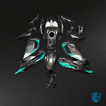 Kawasaki Ninja 650R (2020-2026) Gloss Teal & Black Carbon Fiber Style Fairing Kit | ABS Bodywork