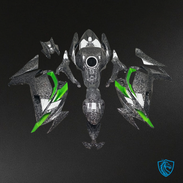 Kawasaki Ninja 650R (2020-2026) Gloss Green & Black Forged Carbon Fiber - Custom ABS Fairing Kit