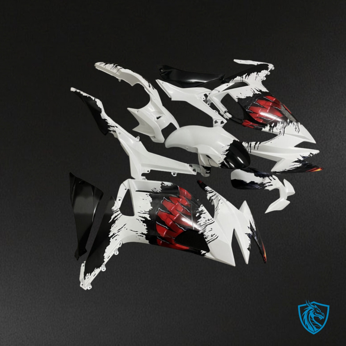 Kawasaki Ninja 650R (2020-2026) Gloss White, Black & Red Custom - Aftermarket ABS Bodywork