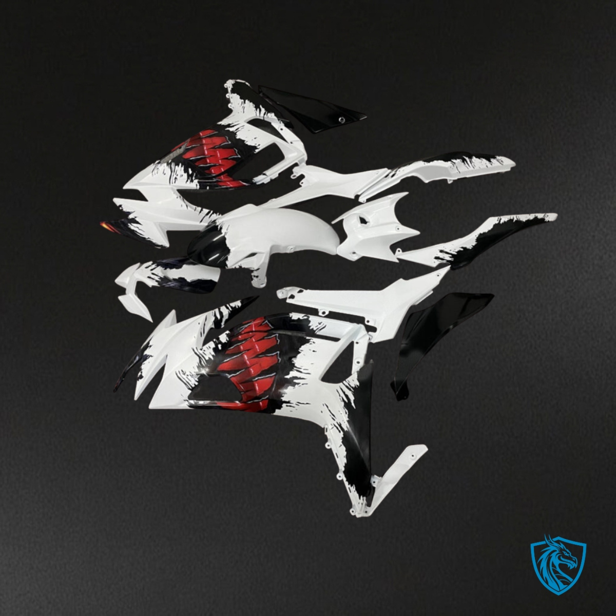 Kawasaki Ninja 650R (2020-2026) Gloss White, Black & Red Custom - Aftermarket ABS Bodywork