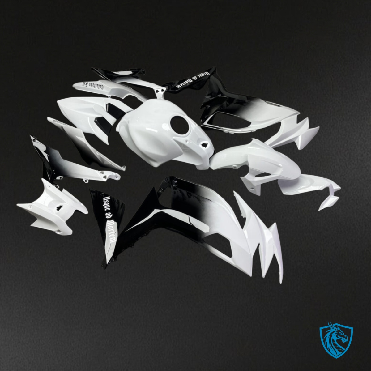 Kawasaki Ninja 650R (2020-2026) Gloss White & Black Gradient - Custom ABS Fairing Kit