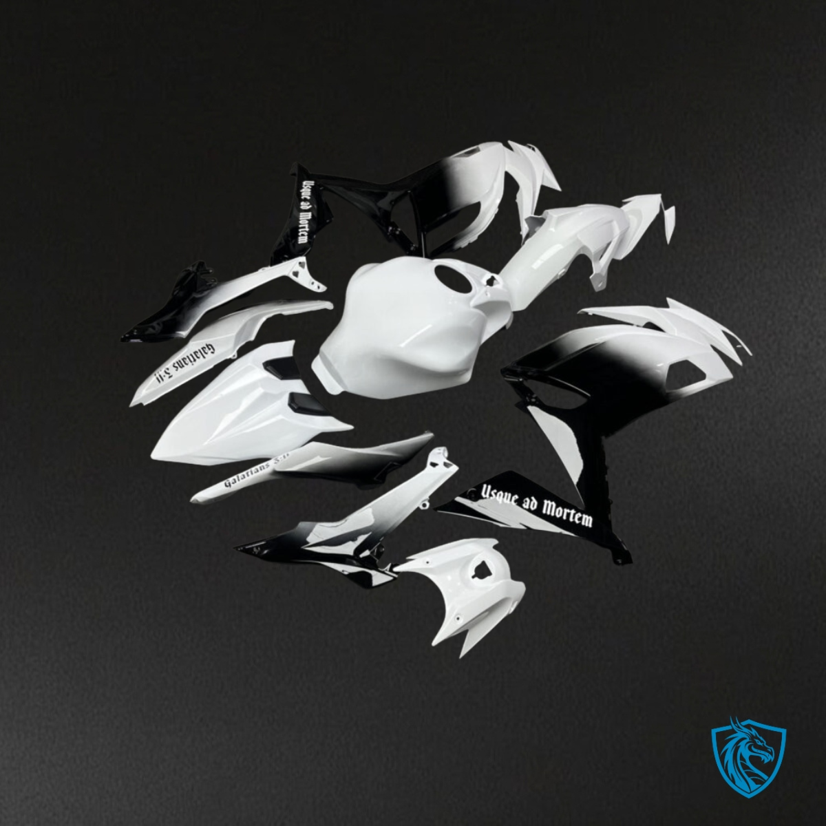Kawasaki Ninja 650R (2020-2026) Gloss White & Black Gradient - Custom ABS Fairing Kit