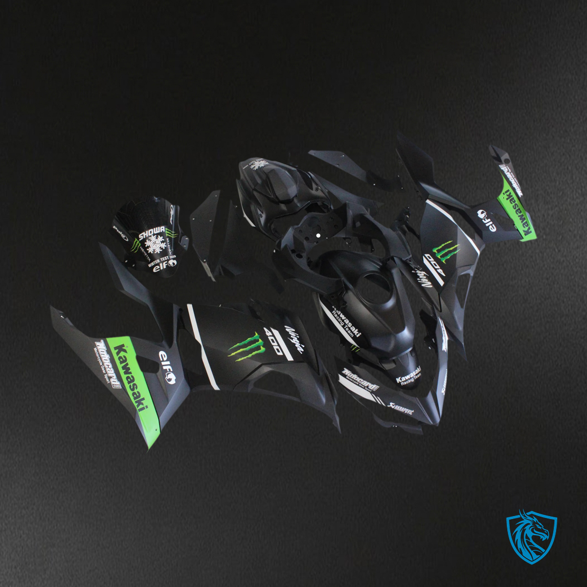 Kawasaki Ninja EX400 (2018-2023) Matte Black & Green - Fairing Kit