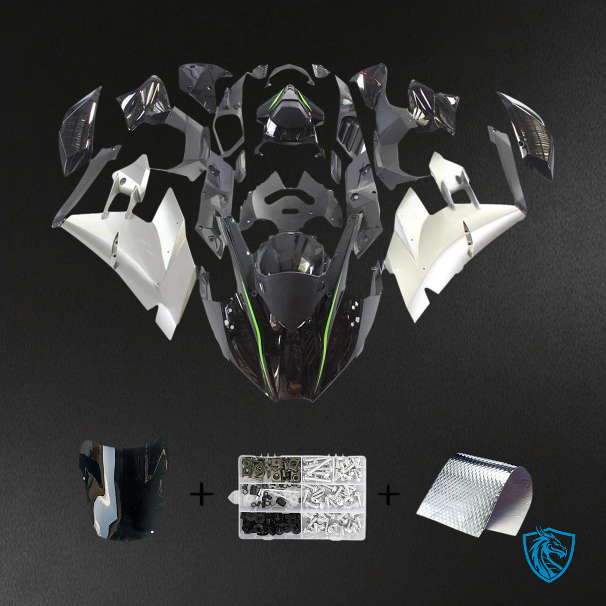 Kawasaki Ninja H2 (2015-2022) Black & White - Fairing Kit