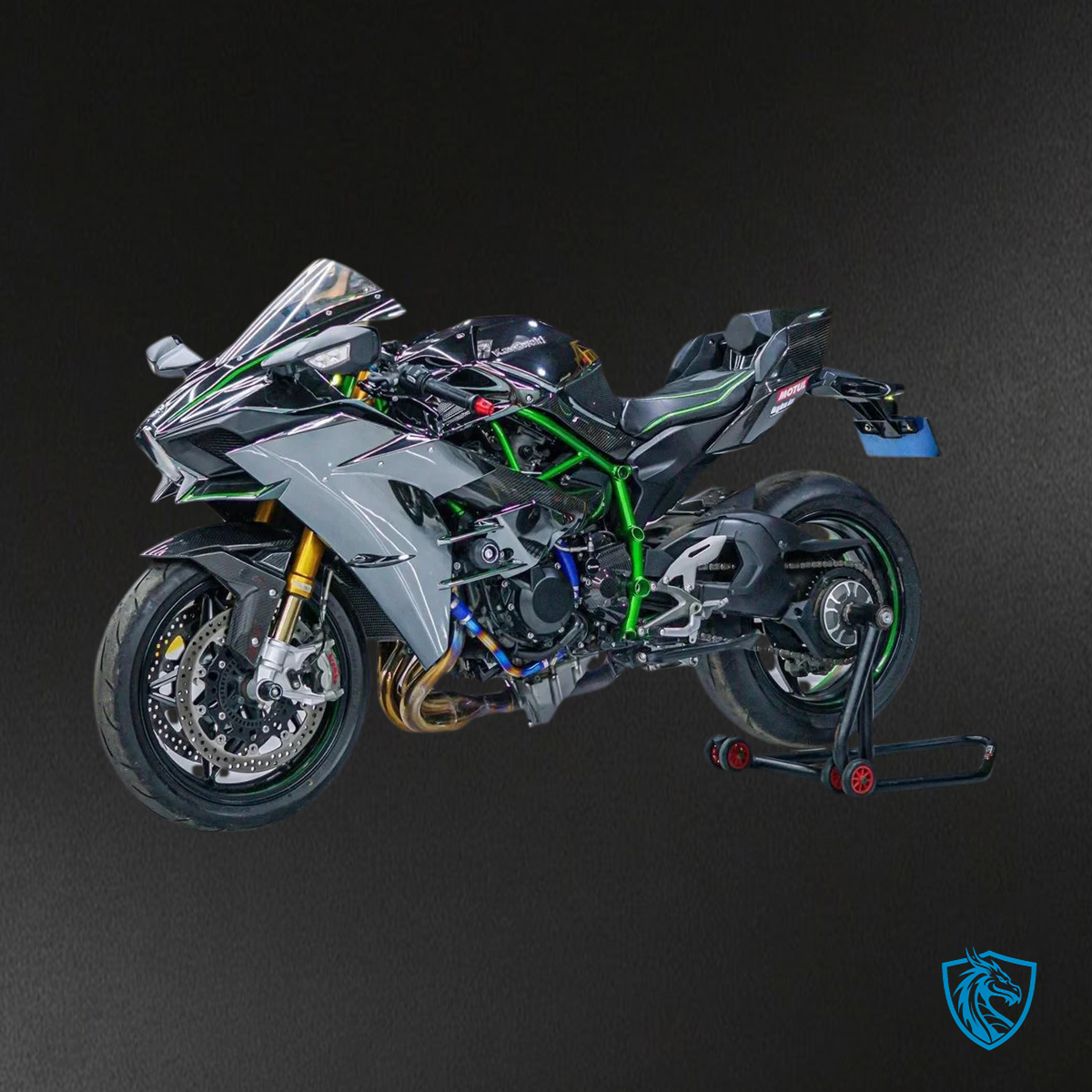 Kawasaki Ninja H2 (2015-2022) Black & Gray Carbon Fiber - Fairing Kit