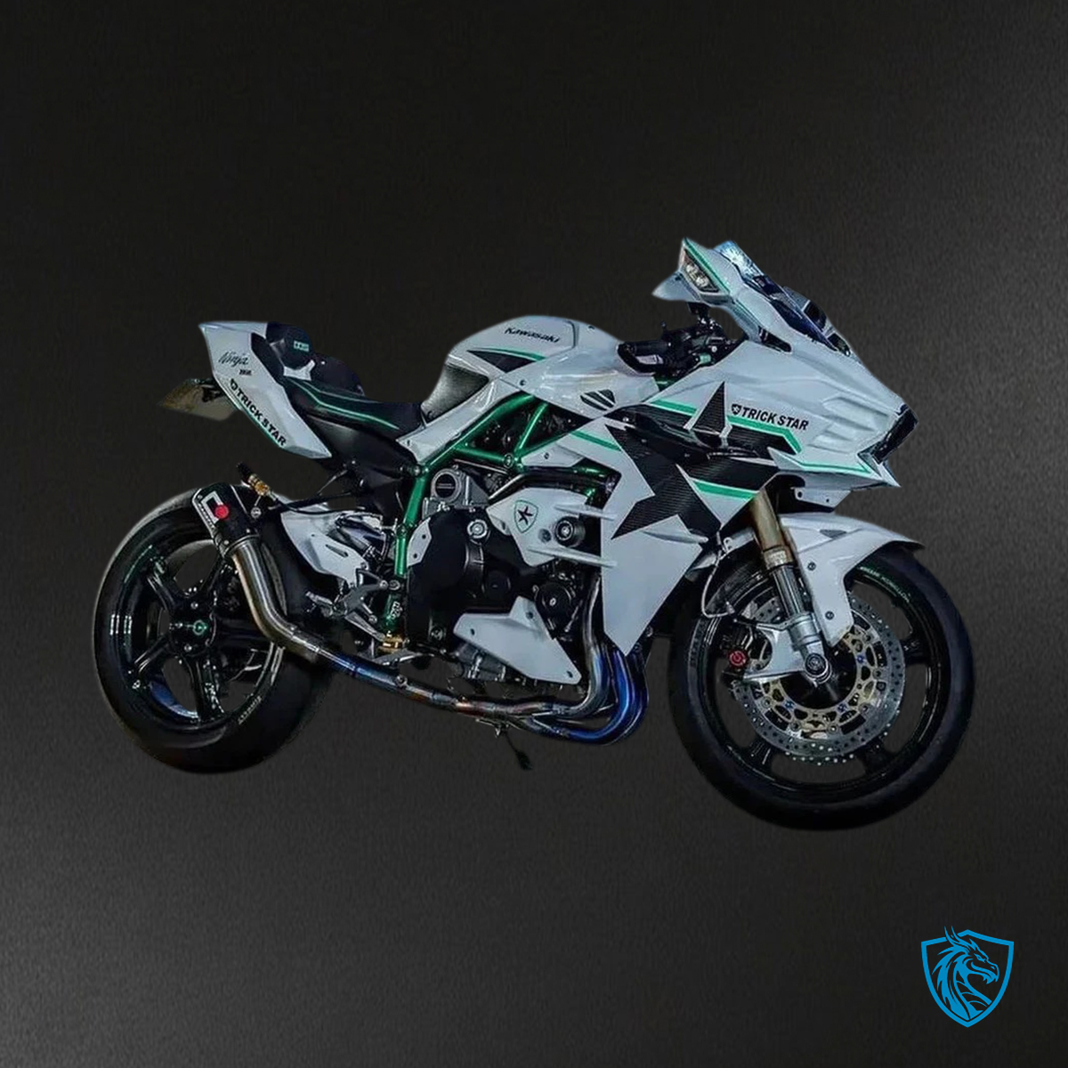 Kawasaki Ninja H2 (2015-2022) White & Green Stripe - Fairing Kit