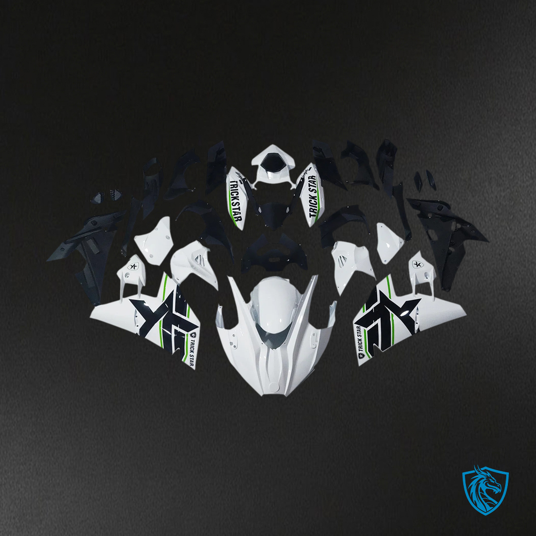 Kawasaki Ninja H2 (2015-2022) White & Green Stripe - Fairing Kit