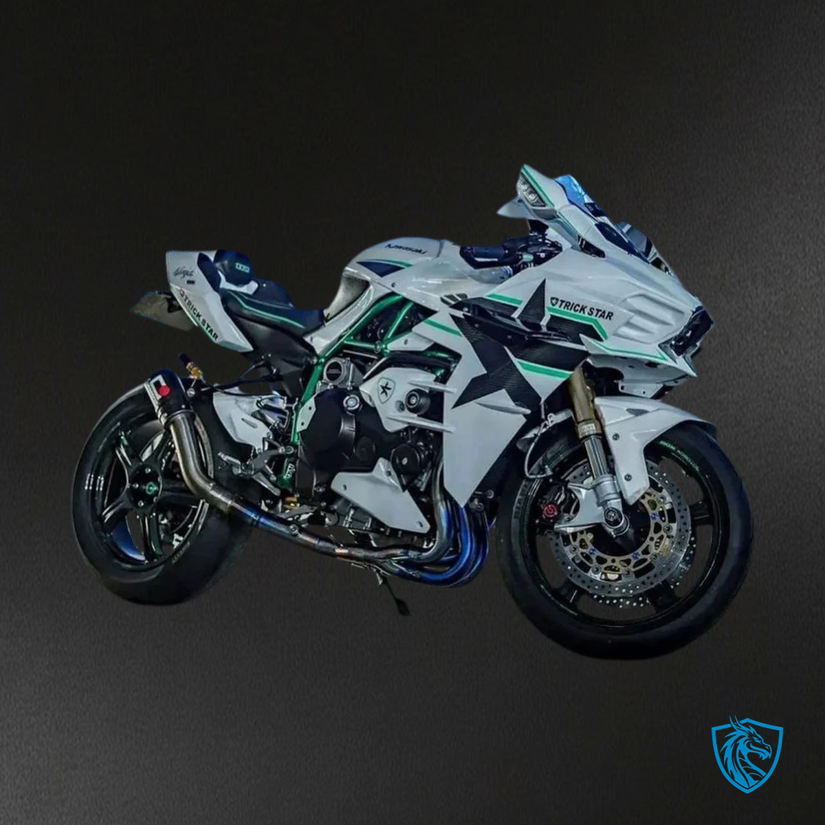 Kawasaki Ninja H2 (2015-2022) White & Green Stripe - Fairing Kit