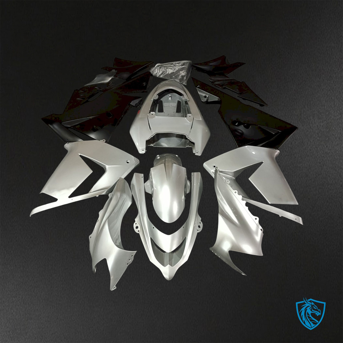 Kawasaki Ninja ZX-10R (2004-2005) Silver & Black ABS Bodywork - Fairings Kit
