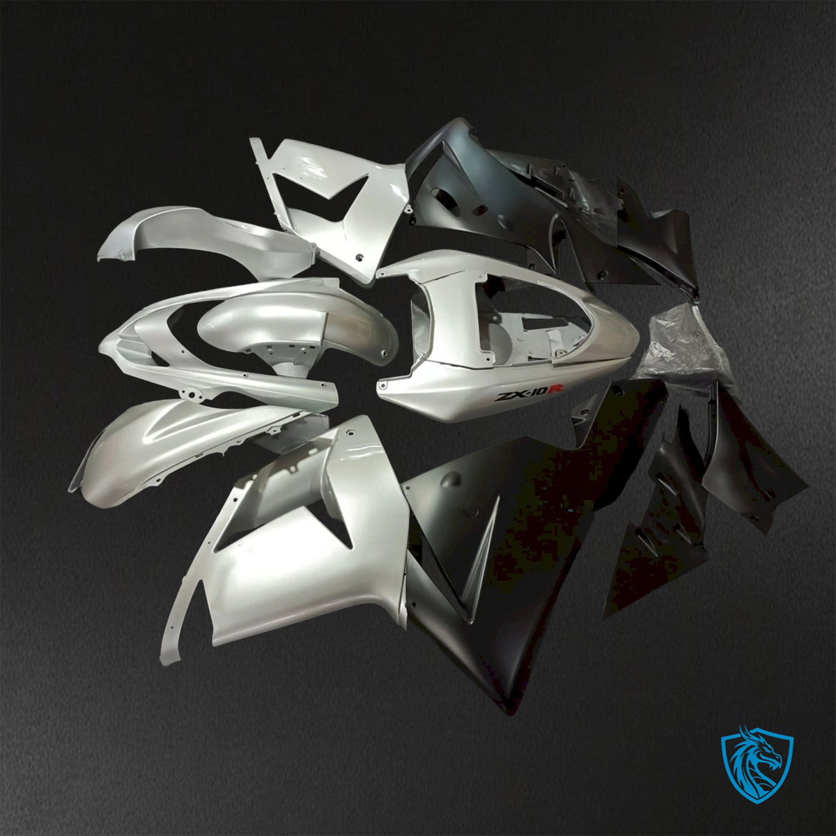 Kawasaki Ninja ZX-10R (2004-2005) Silver & Black ABS Bodywork - Fairings Kit
