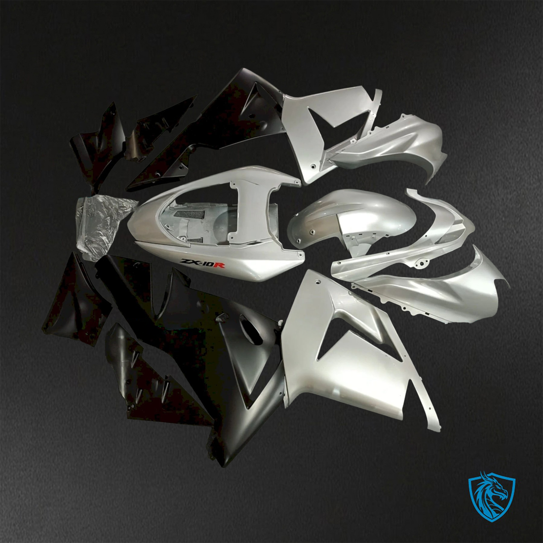 Kawasaki Ninja ZX-10R (2004-2005) Silver & Black ABS Bodywork - Fairings Kit