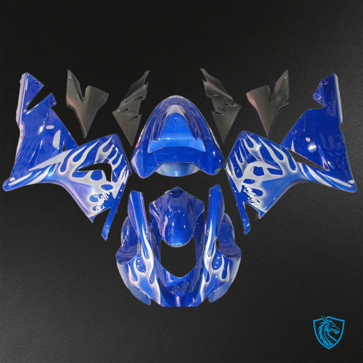 Kawasaki Ninja ZX-10R (2004-2005) Blue Flame Fairings Kit - Aftermarket ABS Bodywork