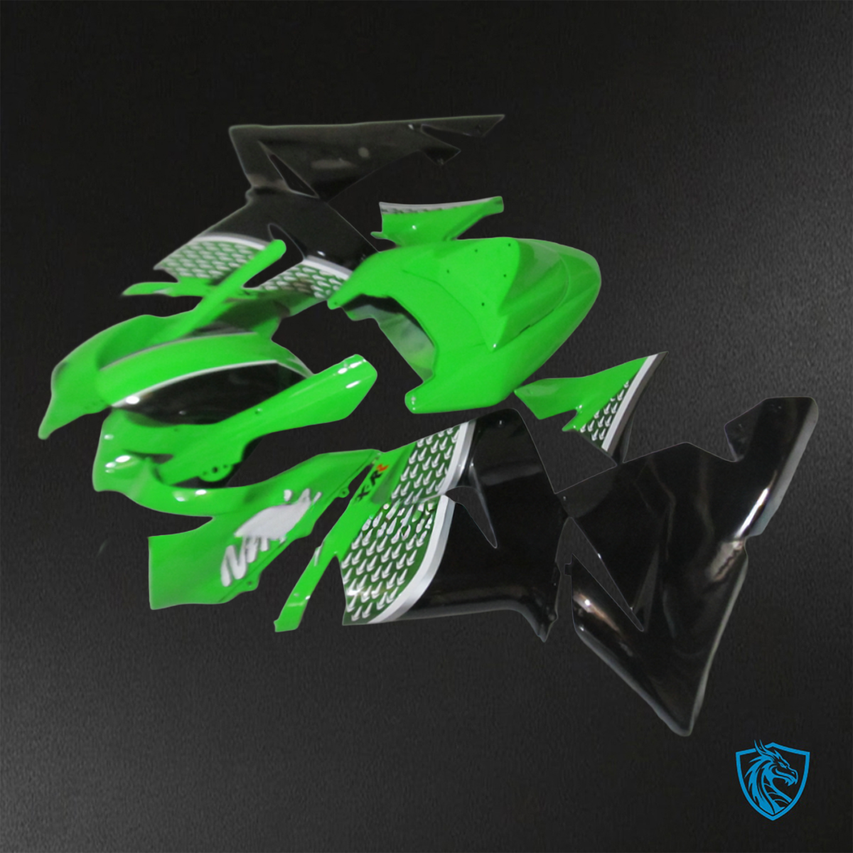 Kawasaki Ninja ZX-10R (2004-2005) Green & Black Arrow - Custom ABS Fairing Kit