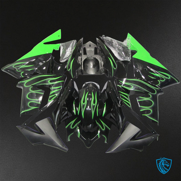 Kawasaki Ninja ZX-10R (2004-2005) Black & Green Fairings Kit - Aftermarket ABS Bodywork