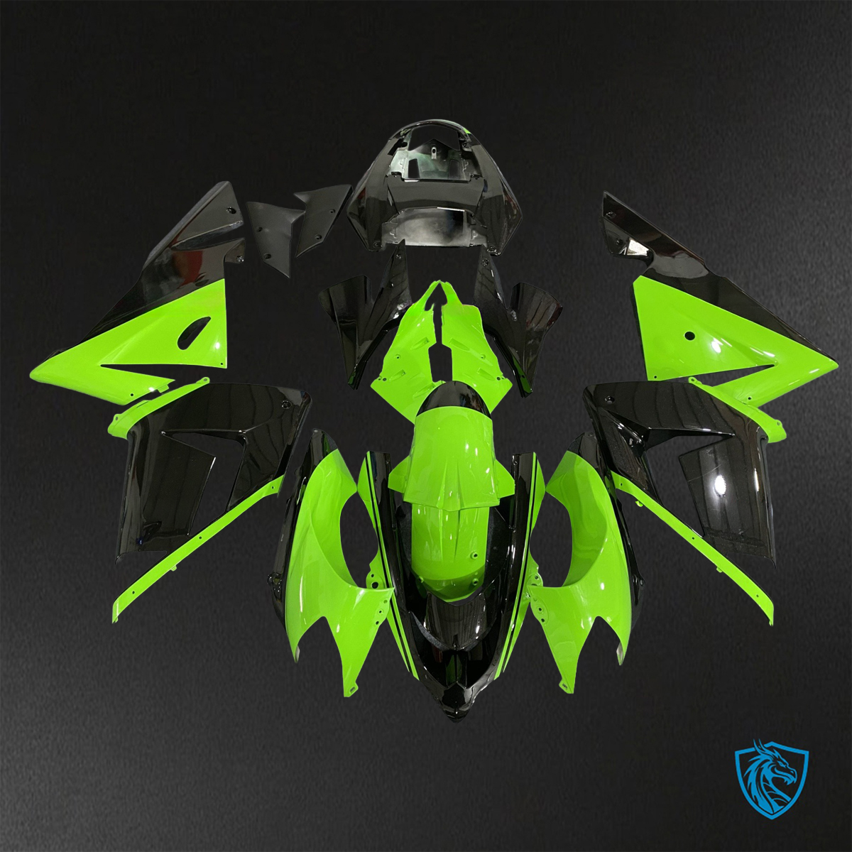 Kawasaki Ninja ZX-10R (2004-2005) Green & Black - Replacement Motorcycle Fairings Kit