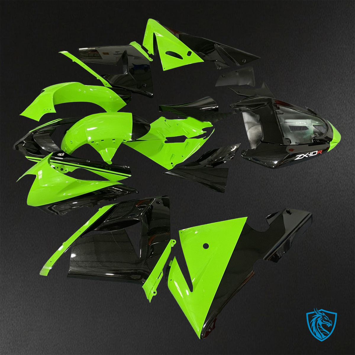 Kawasaki Ninja ZX-10R (2004-2005) Green & Black - Replacement Motorcycle Fairings Kit