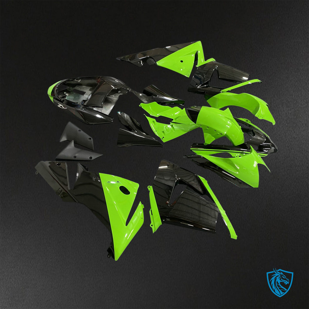Kawasaki Ninja ZX-10R (2004-2005) Green & Black - Replacement Motorcycle Fairings Kit