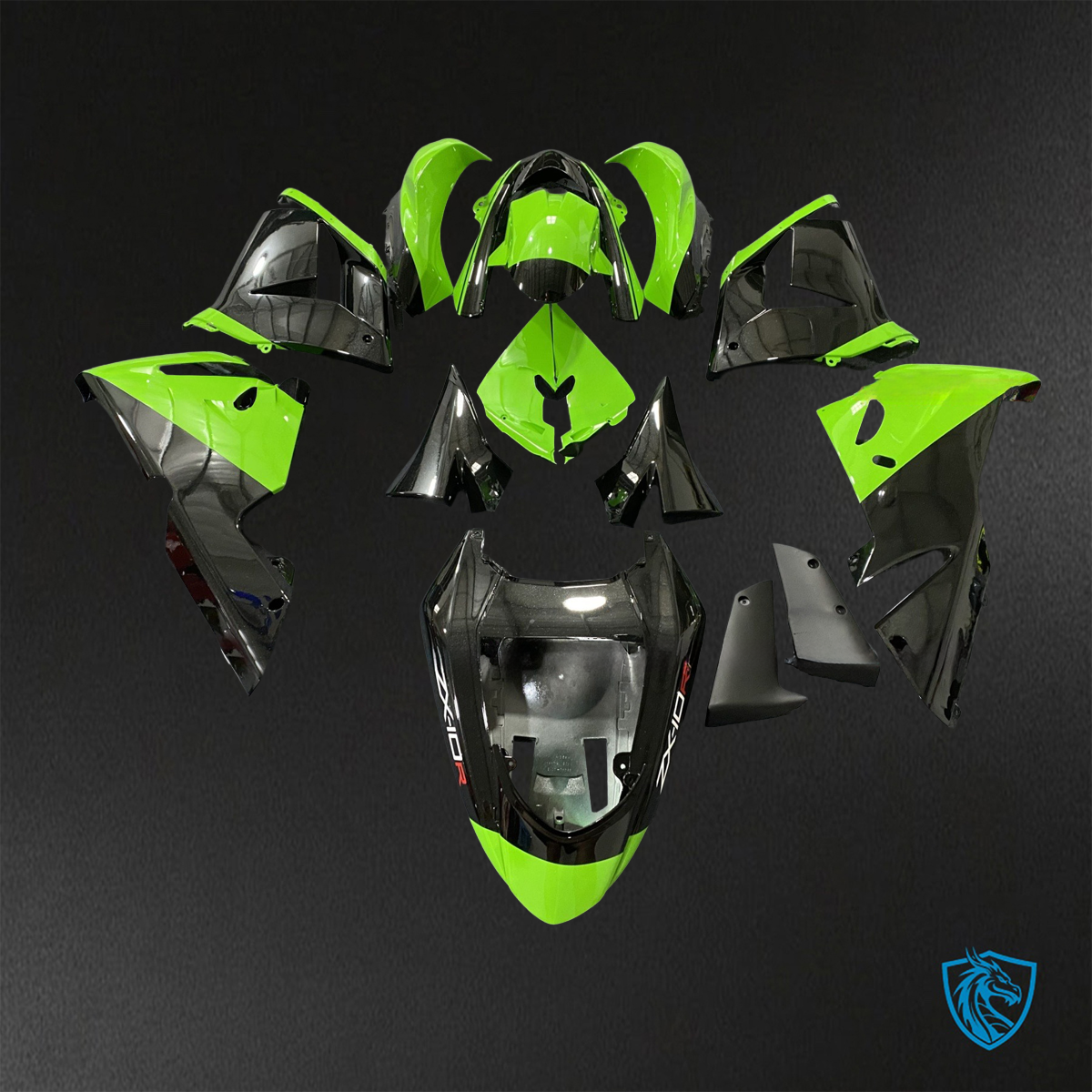 Kawasaki Ninja ZX-10R (2004-2005) Green & Black - Replacement Motorcycle Fairings Kit
