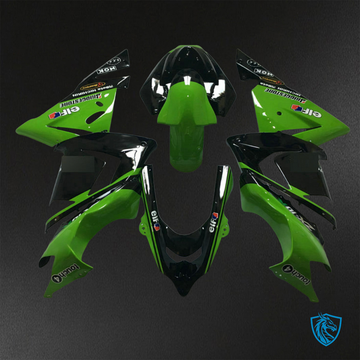 Kawasaki Ninja ZX-10R (2004-2005) Black & Green Fairings Kit - Aftermarket ABS Bodywork