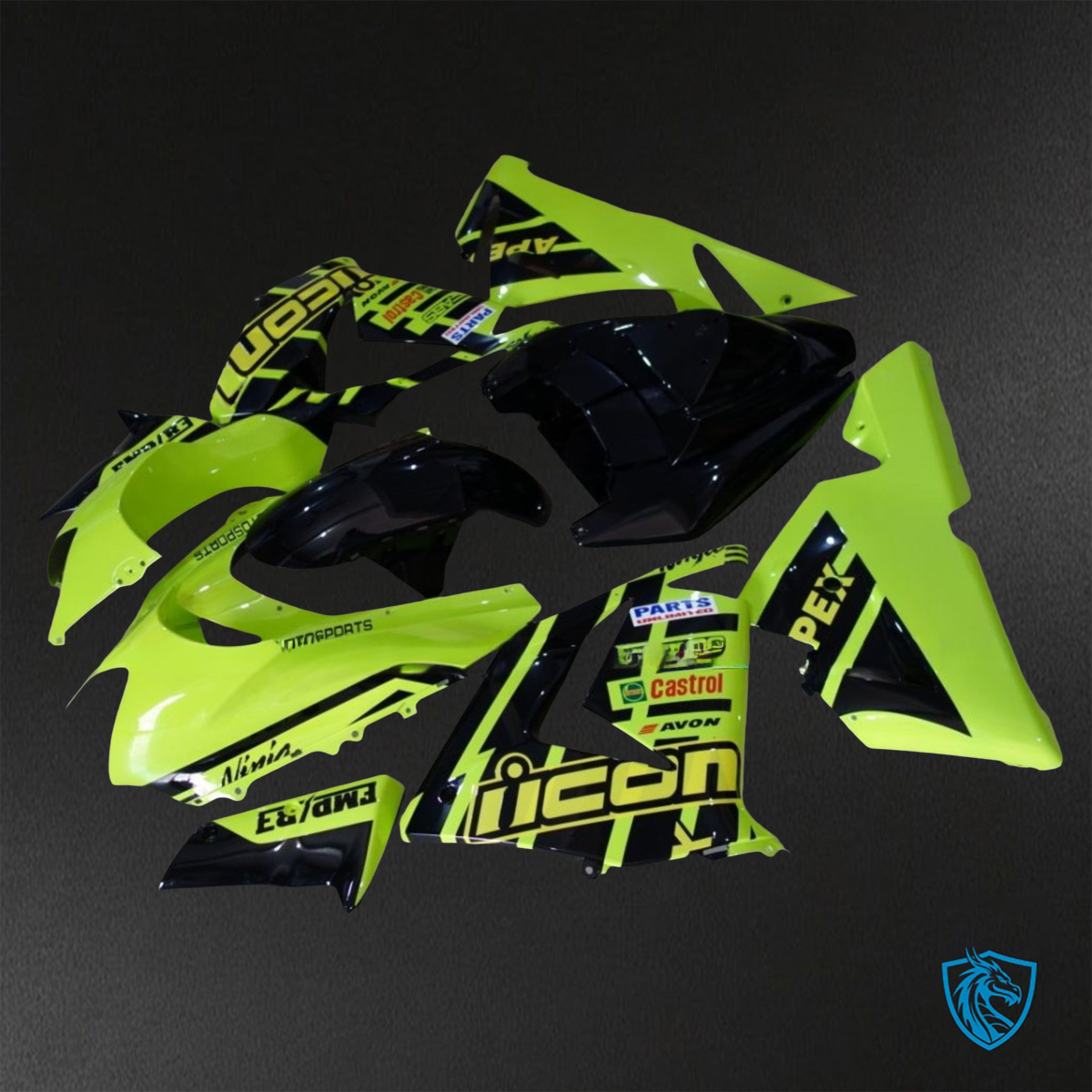 Kawasaki Ninja ZX-10R (2004-2005) Yellow & Black Fairings Kit - Aftermarket ABS Bodywork