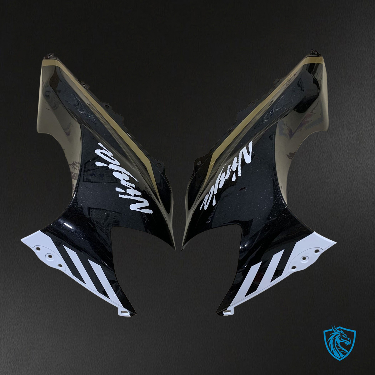 Kawasaki Ninja ZX-10R (2004-2005) Black & White Stripe - Replacement Motorcycle Fairings Kit