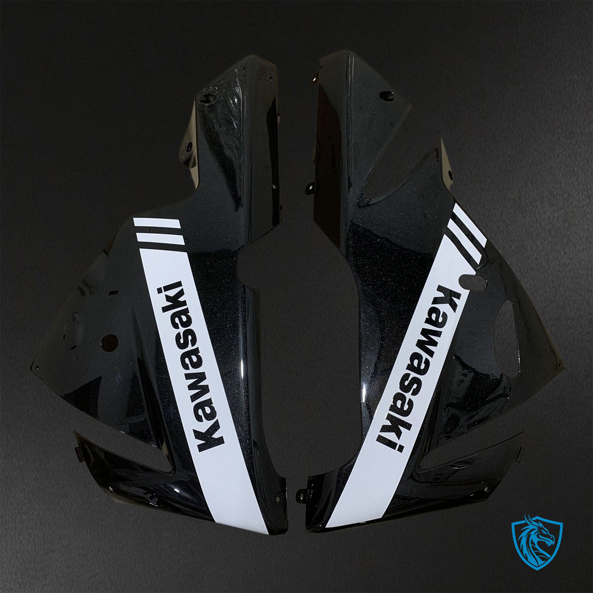 Kawasaki Ninja ZX-10R (2004-2005) Black & White Stripe - Replacement Motorcycle Fairings Kit