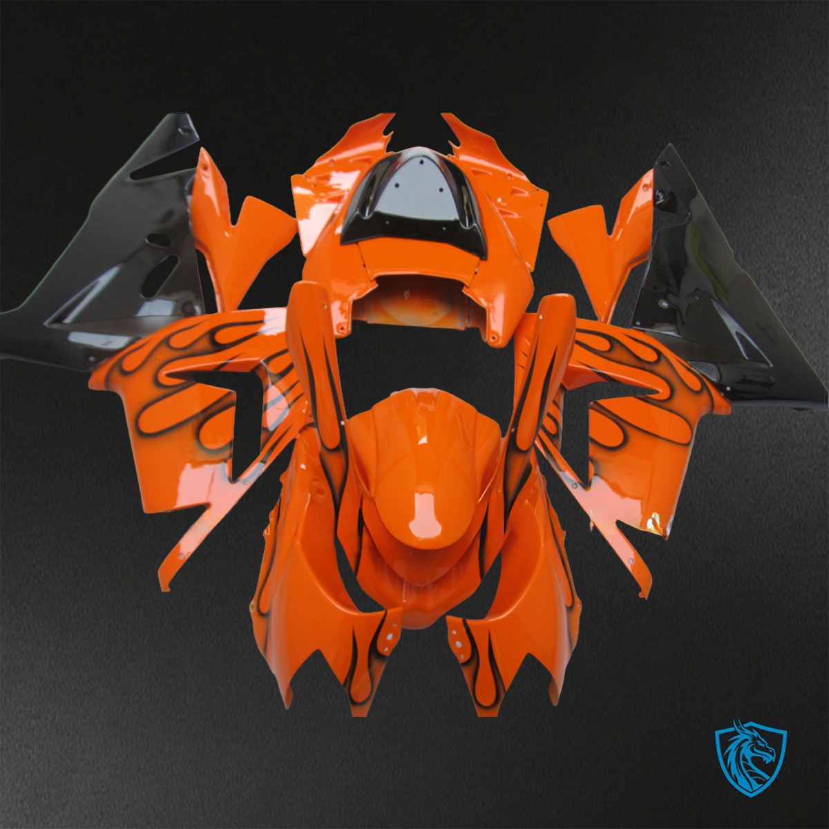 Kawasaki Ninja ZX-10R (2004-2005) Orange & Black Flame ABS Bodywork - Fairings Kit