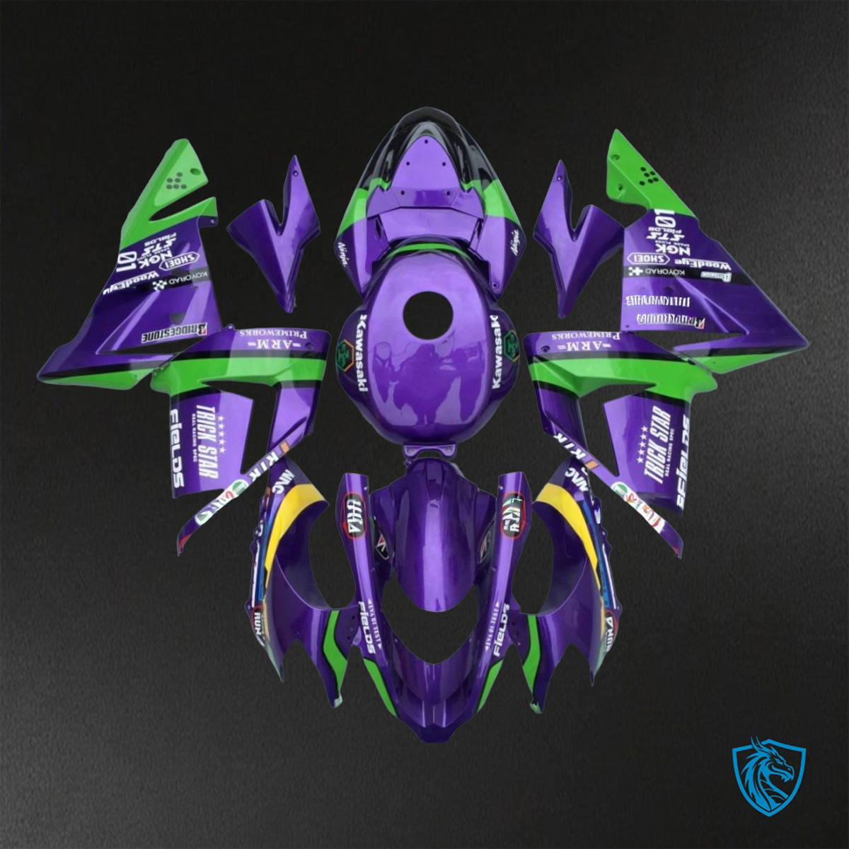 Kawasaki Ninja ZX-10R (2004-2005) Purple & Green - Replacement Motorcycle Fairings Kit