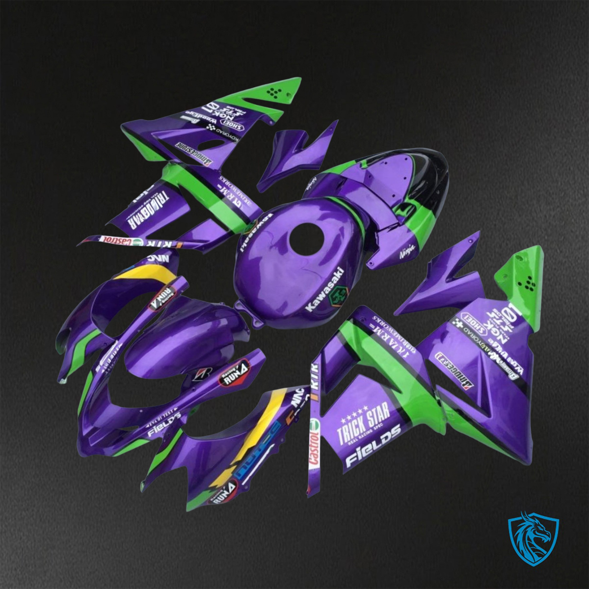 Kawasaki Ninja ZX-10R (2004-2005) Purple & Green - Replacement Motorcycle Fairings Kit
