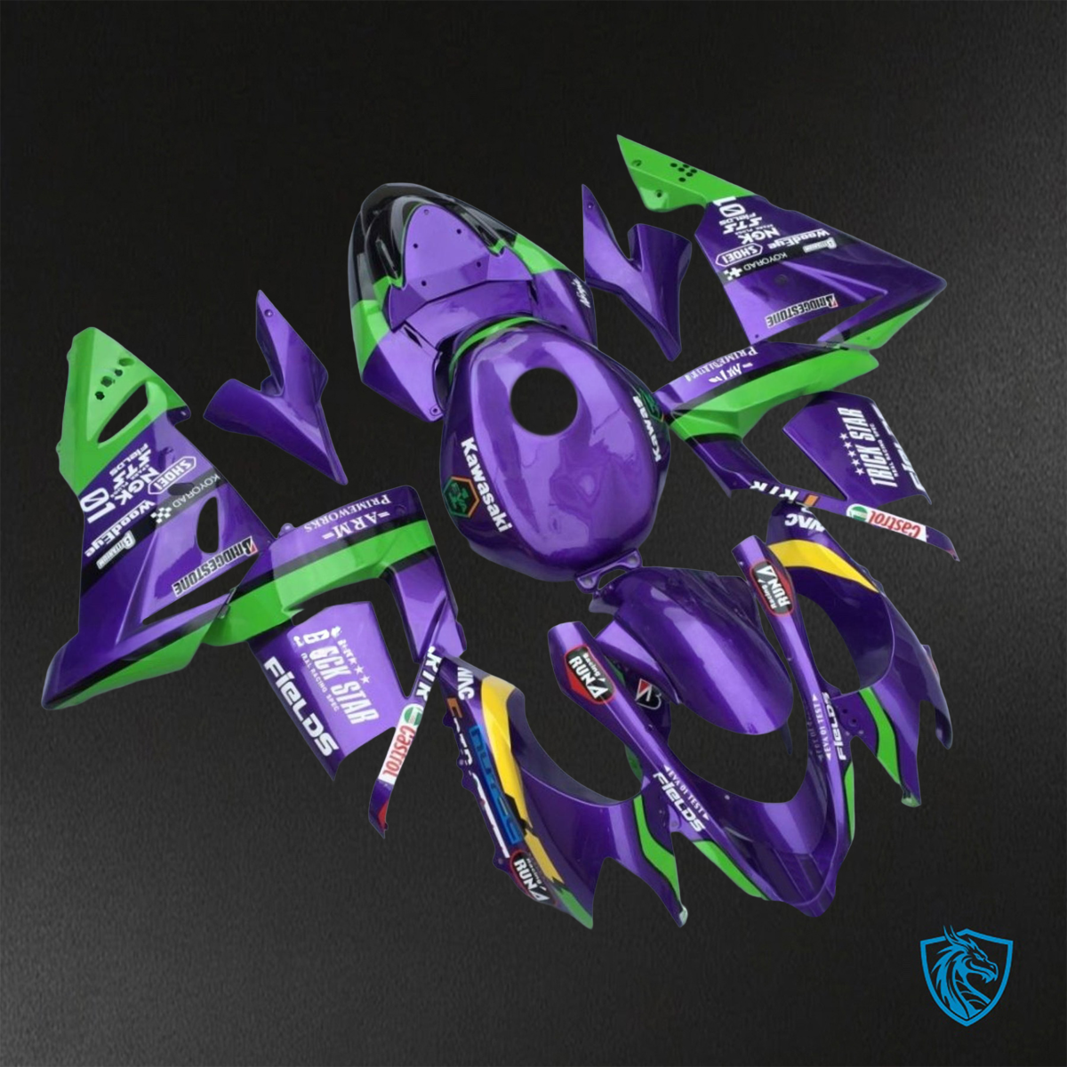 Kawasaki Ninja ZX-10R (2004-2005) Purple & Green - Replacement Motorcycle Fairings Kit