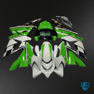 Kawasaki Ninja ZX-10R (2004-2005) Green & White Fairings Kit - Aftermarket ABS Bodywork