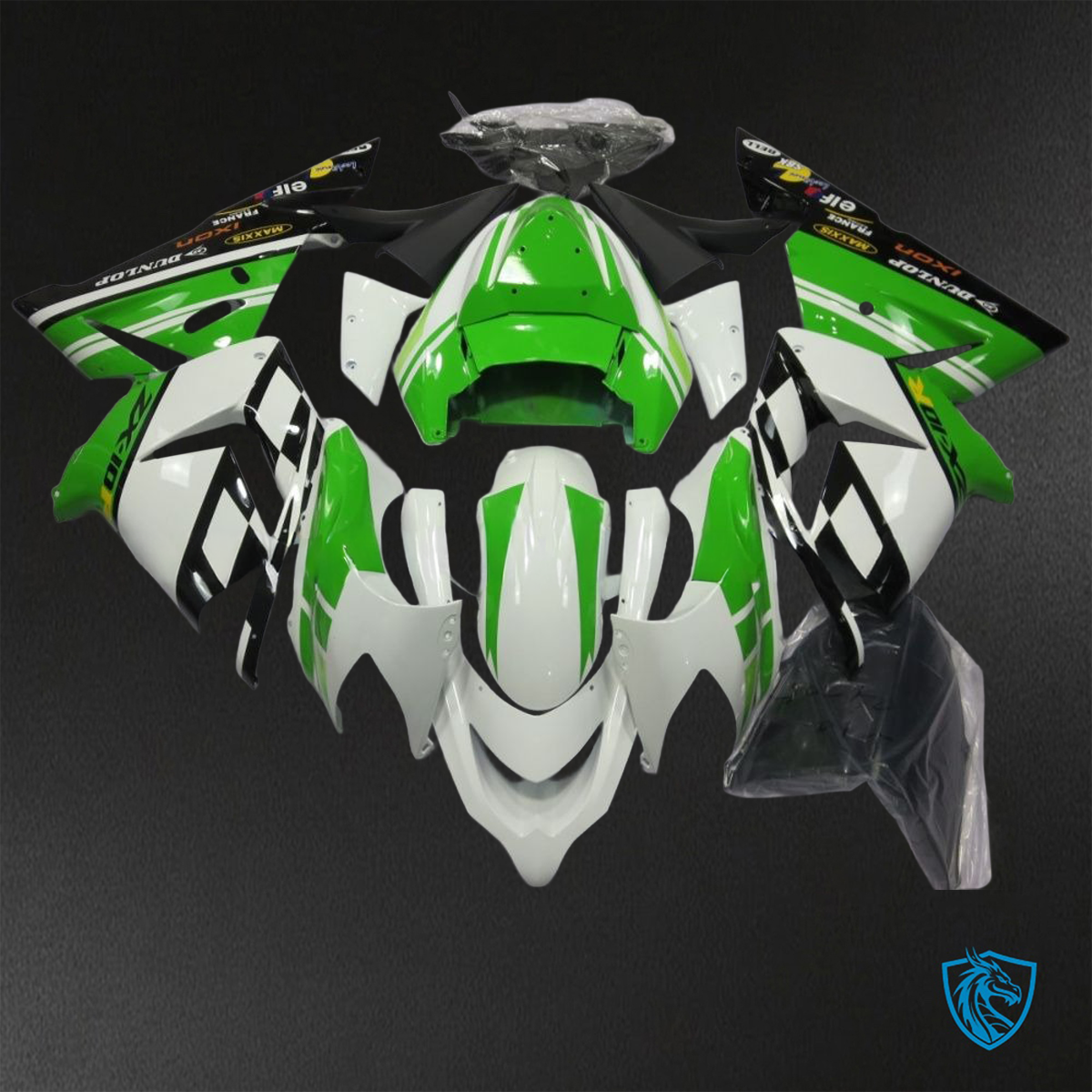 Kawasaki Ninja ZX-10R (2004-2005) Green & White - Custom ABS Fairing Kit