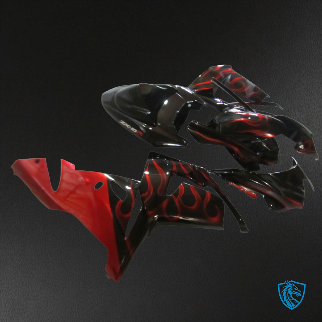 Kawasaki Ninja ZX-10R (2004-2005) Red & Black Flame - Replacement Motorcycle Fairings Kit