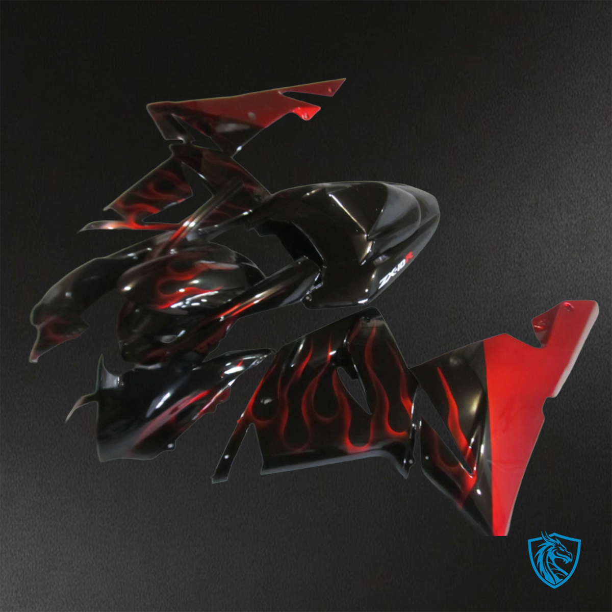 Kawasaki Ninja ZX-10R (2004-2005) Red & Black Flame - Replacement Motorcycle Fairings Kit