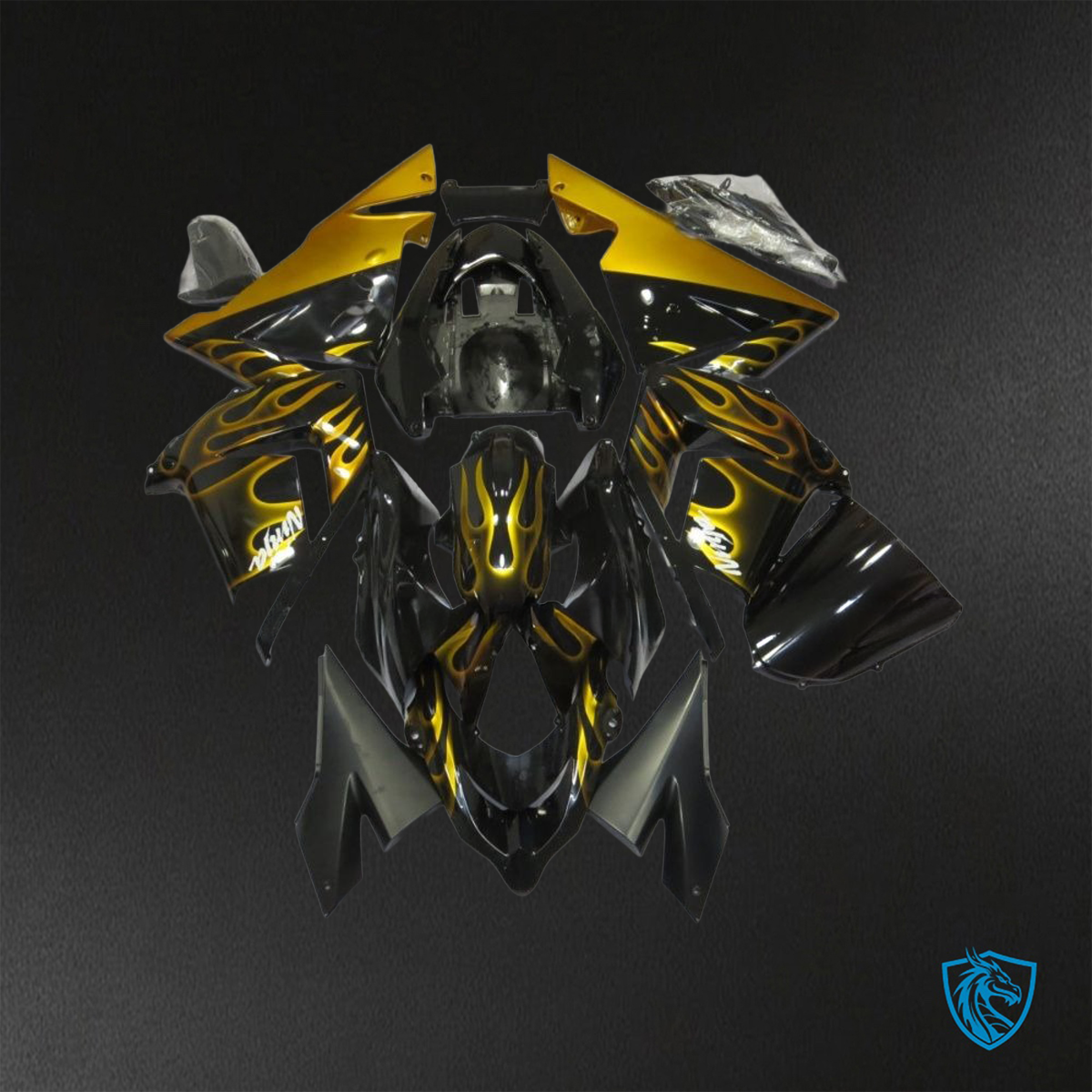 Kawasaki Ninja ZX-10R (2004-2005) Black & Yellow Flame ABS Bodywork - Fairings Kit