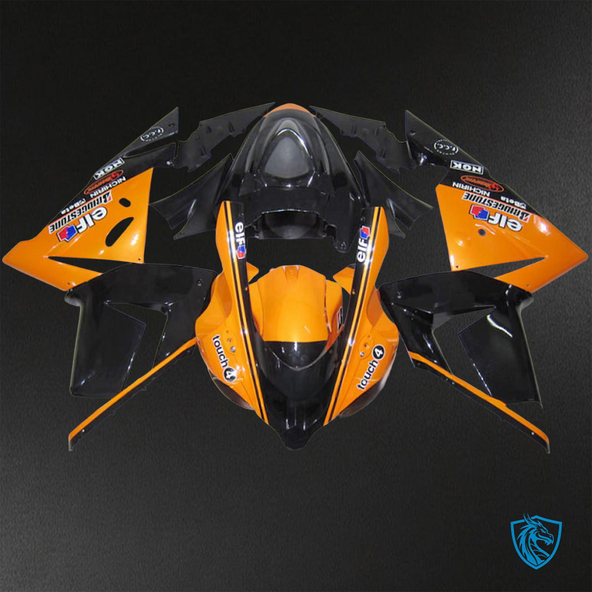 Kawasaki Ninja ZX-10R (2004-2005) Glossy Orange & Black - Replacement Motorcycle Fairings Kit