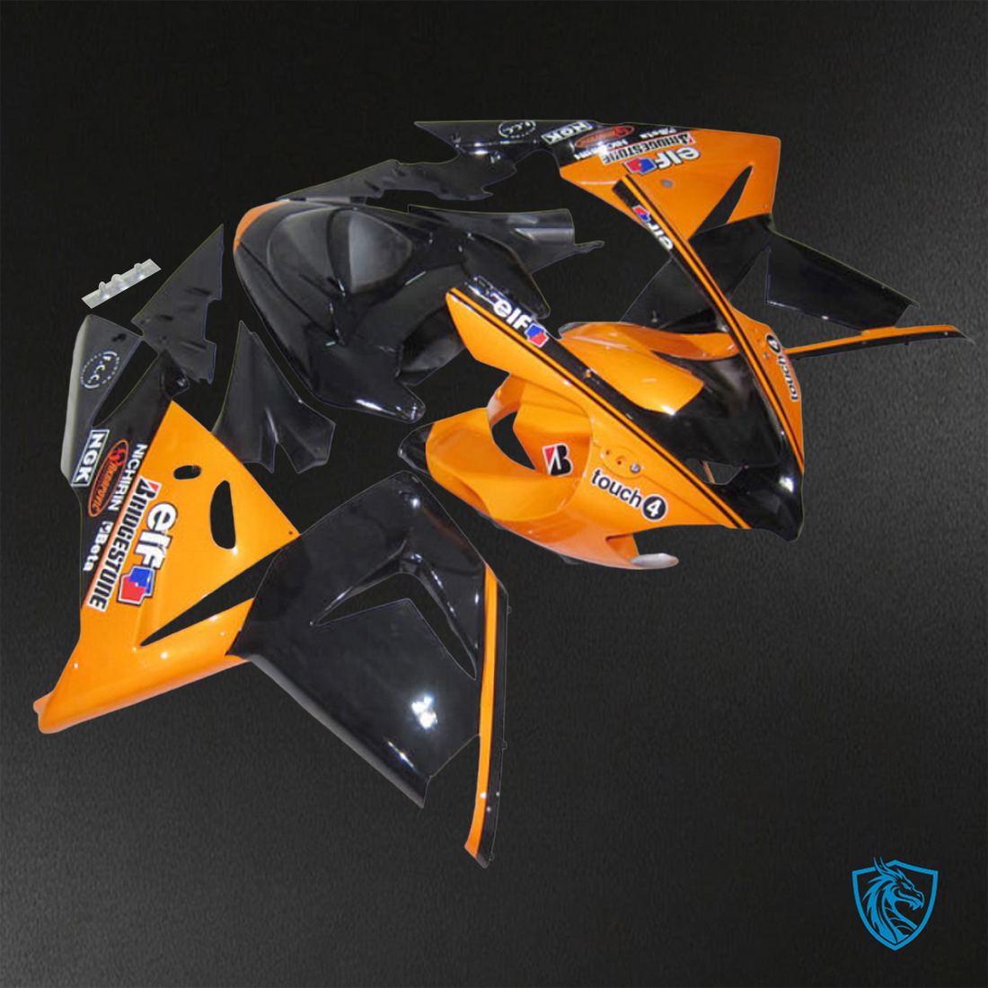 Kawasaki Ninja ZX-10R (2004-2005) Glossy Orange & Black - Replacement Motorcycle Fairings Kit