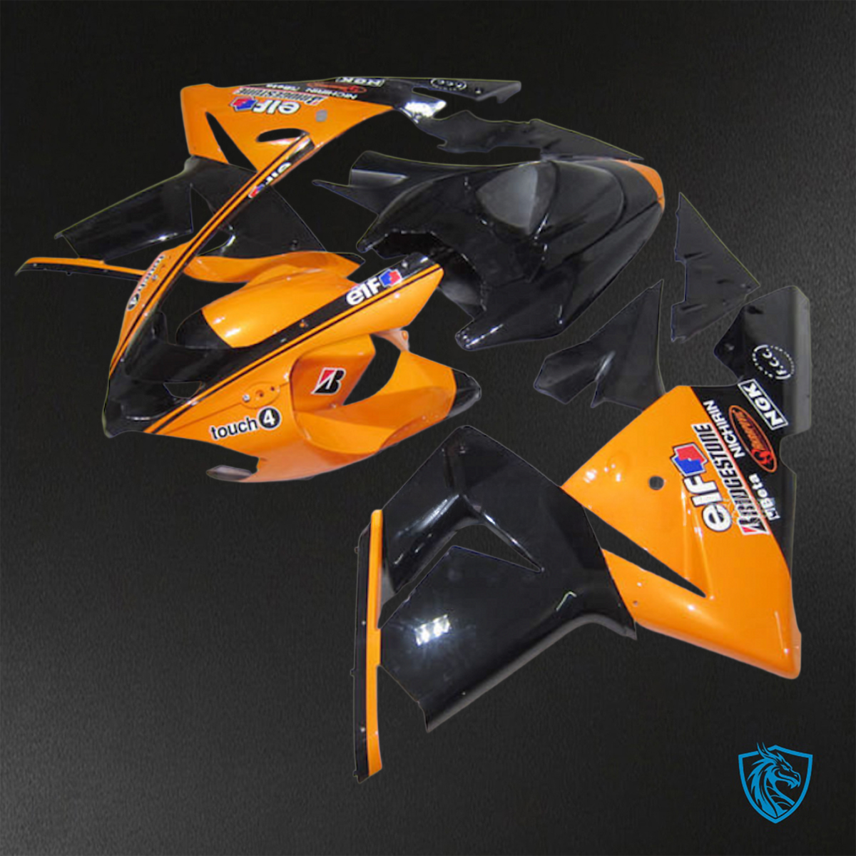 Kawasaki Ninja ZX-10R (2004-2005) Glossy Orange & Black - Replacement Motorcycle Fairings Kit