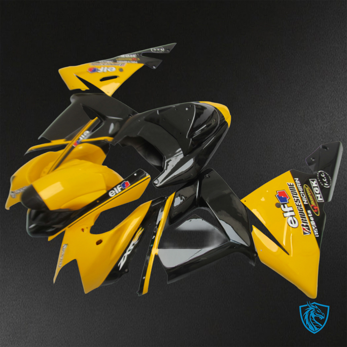 Kawasaki Ninja ZX-10R (2004-2005) Glossy Yellow & Black - Custom ABS Fairing Kit