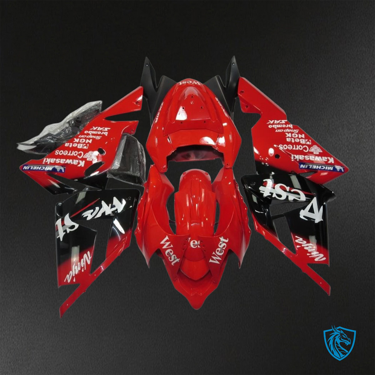Kawasaki Ninja ZX-10R (2004-2005) Red & Black ● West - Replacement Motorcycle Fairings Kit