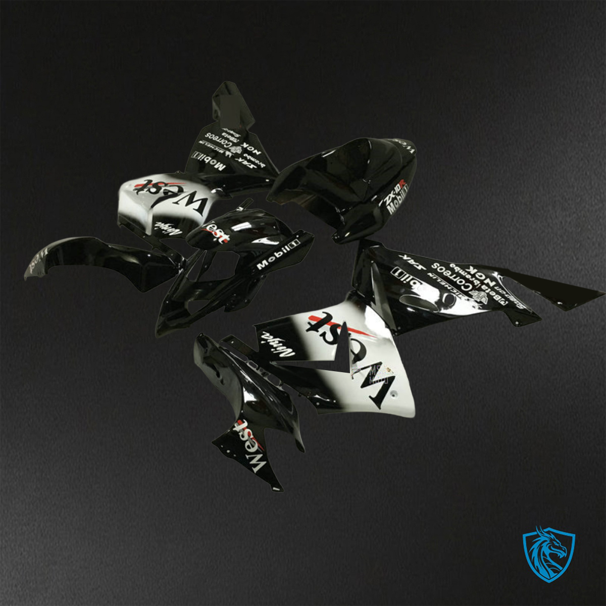 Kawasaki Ninja ZX-10R (2004-2005) White & Black - Custom ABS Fairing Kit