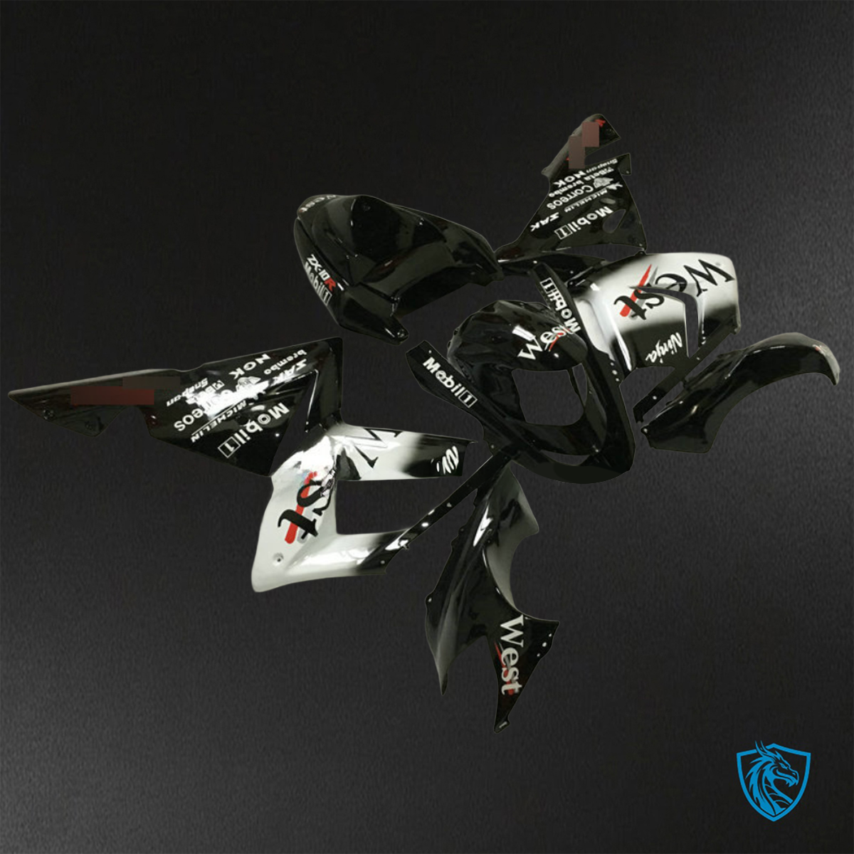 Kawasaki Ninja ZX-10R (2004-2005) White & Black - Custom ABS Fairing Kit