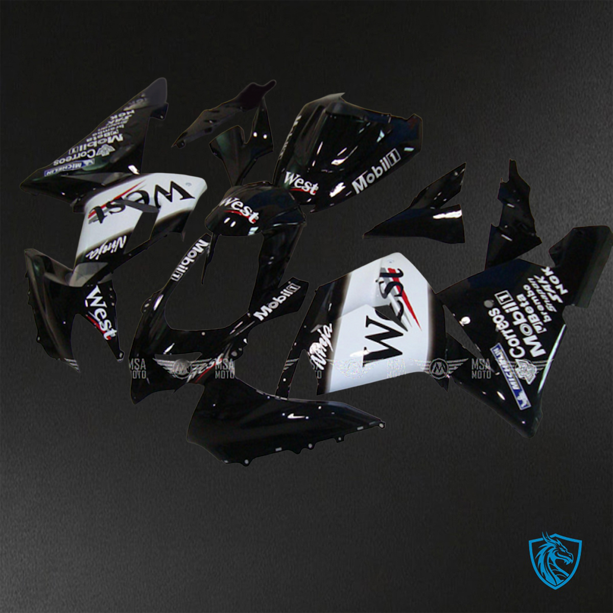 Kawasaki Ninja ZX-10R (2004-2005) White & Black - Custom ABS Fairing Kit