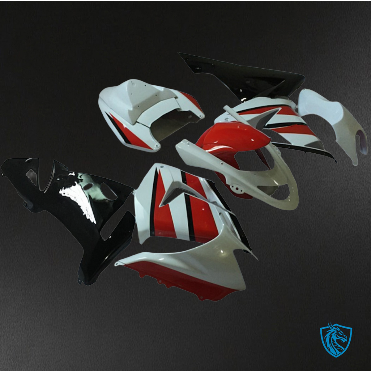 Kawasaki Ninja ZX-10R (2004-2005) White & Red - Replacement Motorcycle Fairings Kit