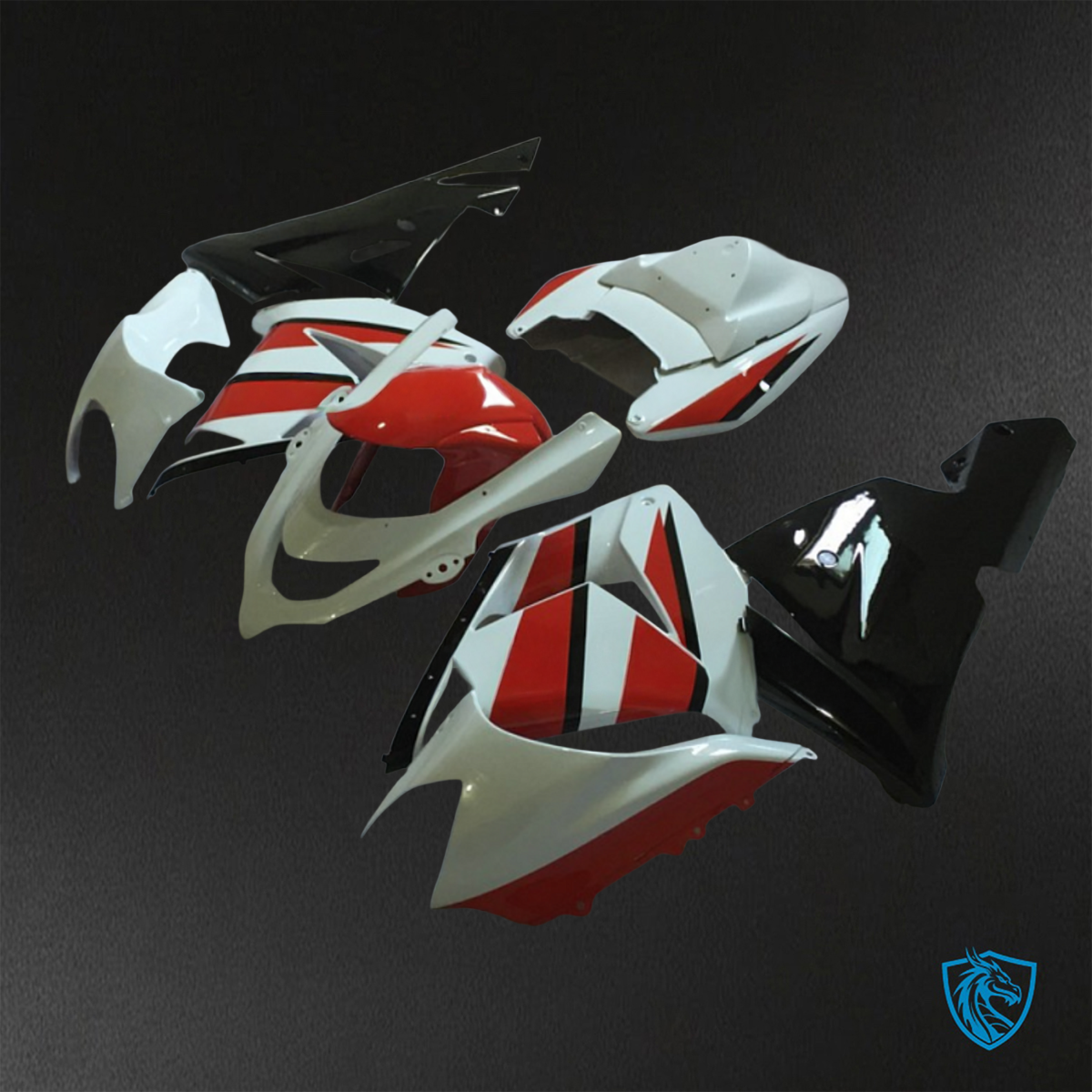 Kawasaki Ninja ZX-10R (2004-2005) White & Red - Replacement Motorcycle Fairings Kit